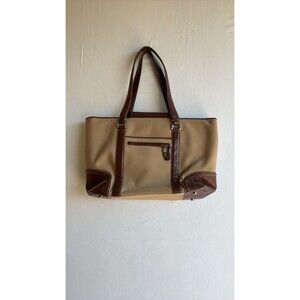 Ellen Tracy Vintage Canvas and Leather Work Tote Bag
